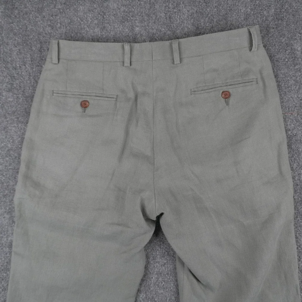 Lauren Ralph Lauren 100% Linen Pants Mens 32W x 30L Sage Green Dress Trousers